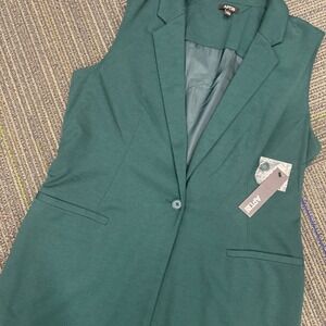 Apt 9 Sleeveless Knit Blazer Vest Career Office Professional Green Size 6